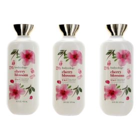 Cherry Blossom by Bodycology, 3 Pack 16 oz 2 in 1 Body Wash & Bubble Bath for Women