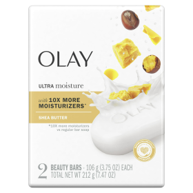 Olay Moisture Outlast Ultra Moisture Shea Butter Beauty Bar with Vitamin B3 Complex 3.75 oz, 2 count