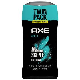 Axe Apollo Long Lasting Antiperspirant Deodorant Stick Twin Pack, Sage and Cedarwood, 3 oz